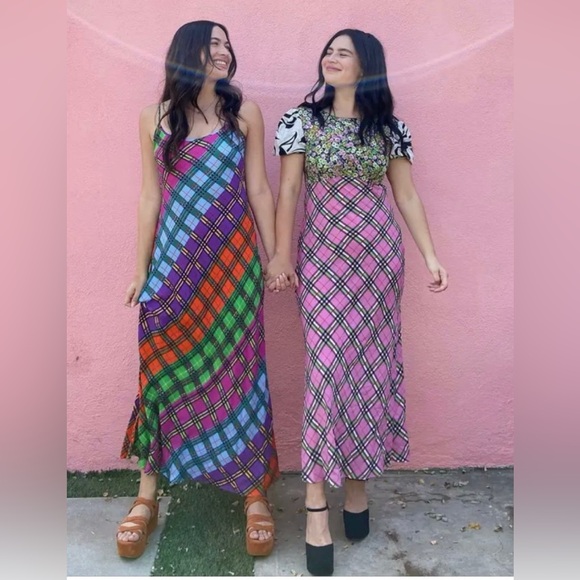 RIXO XL US12 Holly rainbow multicolor check print dress - Picture 6 of 16